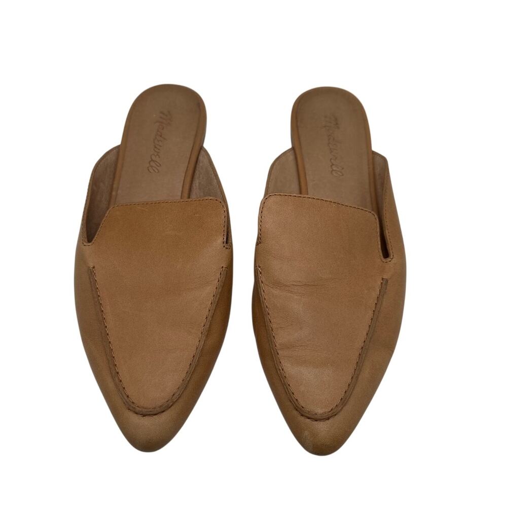 Madewell Frances Skimmer Mule Leather Slip-On Flats AM193 Sz 7 Tan Neutral